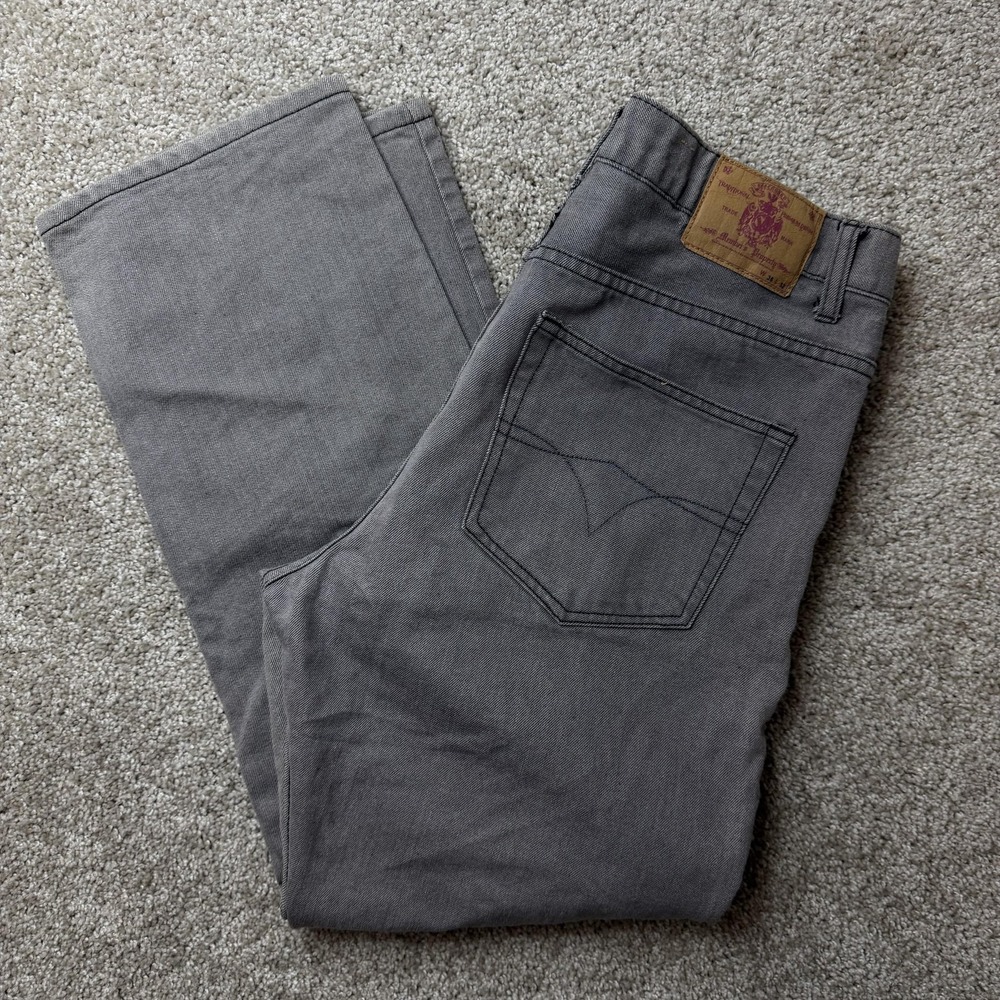 Y2K Member's Property Jeans Mens 36x32 Medium Wash Gray Denim Regular Straight
